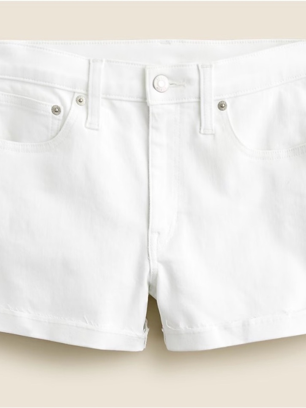 J. Crew White Women's Mid-Rise Raw Hem Denim Shorts | Like New